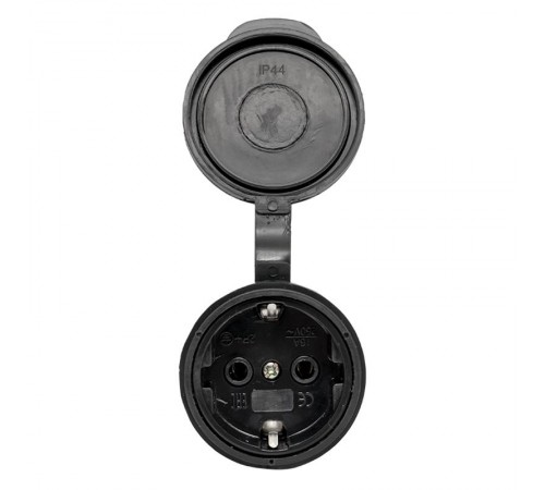 Розетка переносная с защитной крышкой каучуковая 230В 2P+PE 16A IP44 EKF PROxima  RPS-012-16-230-44  EKF