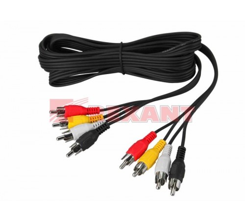 Шнур 4 RCA - 4 RCA, длина 3 метра, черный  17-0304  REXANT