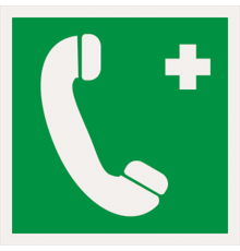 Знак безопасности BL-1515.EC06"Тел.связи с мед. пунктом (скорой мед. помощью)"  a18488  Белый свет