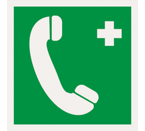 Знак безопасности BL-1515.EC06"Тел.связи с мед. пунктом (скорой мед. помощью)"  a18488  Белый свет