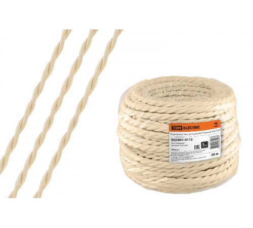 Ретро провод "Эко" 2х2,5 витой ГОСТ бежевый (50м)  SQ2801-0112  TDM