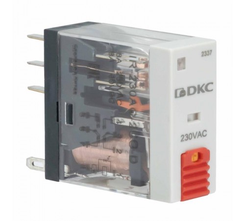 Одиночное реле, 2 перекидных контакта, 230 В AC  IR-230AC-2CO-D  DKC