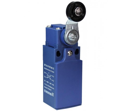 ВП 24-2118П-65 У2, рычаг с пластиковым роликом, 1з+1р, безинерционный, 20 мм, без сальника, 3А, IP65, выключатель путевой  ET004677  Электротехник