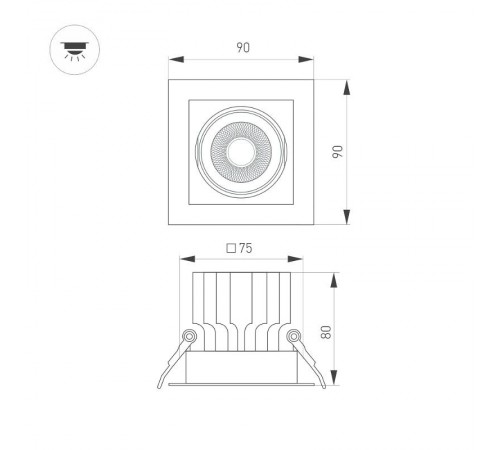 Светильник MS-VORTEX-BUILT-S90x90-12W Day4000 (WH-WH, 20 deg, 230V) (Arlight, IP20 Металл, 5 лет)  057913  Arlight