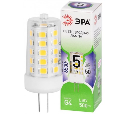 Лампа светодиодная  GREEN LINE LED G4-JC-5W-865-12V GL G4 5Вт капсула холодный свет  Б0067146  ЭРА