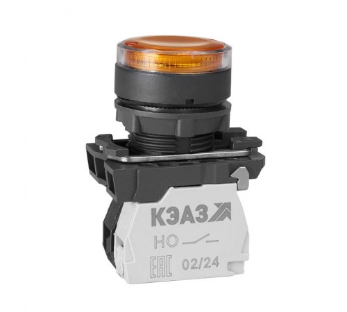 Кнопка КМЕ4610мЛ-220В-жёлтый-1но+0нз-цилиндр-индикатор-IP65  248253  КЭАЗ