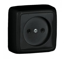 Розетка открытой установки, одноместная, с изолирующей пластиной, цвет черный  РА16-103-08  HEGEL