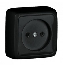 Розетка открытой установки, одноместная, с изолирующей пластиной, цвет черный  РА16-103-08  HEGEL