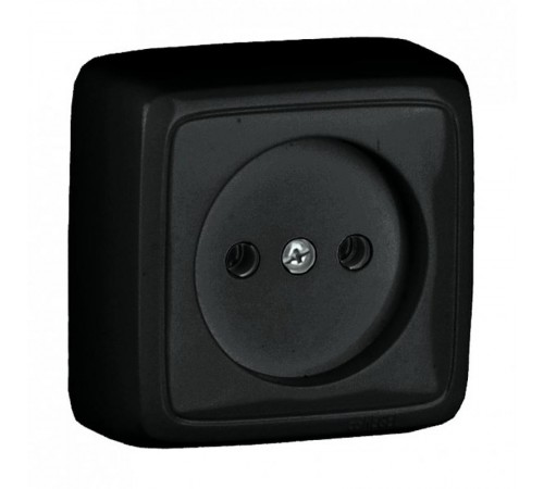 Розетка открытой установки, одноместная, с изолирующей пластиной, цвет черный  РА16-103-08  HEGEL
