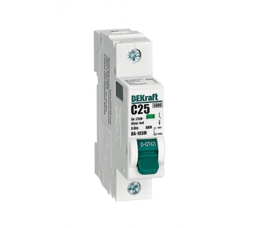 Выключатель автоматический без теплозащиты однополюсный ВА-103М 1P 25А характеристика C 6кА  12504DEK  Dekraft