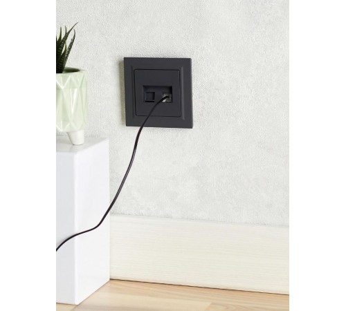 BRITE Розетка двойная RJ11+RJ45 кат.5E РК/Т12-БрГ графит   BR-KT20-O-1-K53  IEK