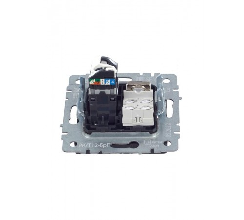 BRITE Розетка двойная RJ11+RJ45 кат.5E РК/Т12-БрГ графит   BR-KT20-O-1-K53  IEK
