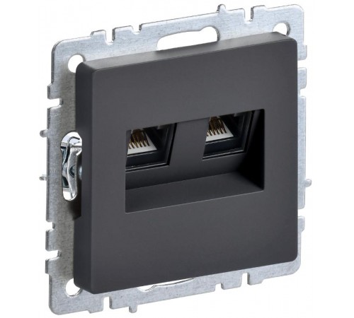 BRITE Розетка двойная RJ11+RJ45 кат.5E РК/Т12-БрГ графит   BR-KT20-O-1-K53  IEK