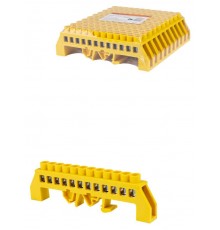 Шина "PE" "земля" в желтом изоляторе на DIN-рейку 8x12мм 12 групп  SQ0801-0217  TDM