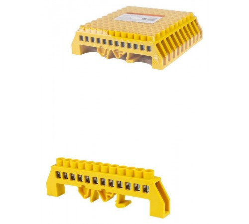 Шина "PE" "земля" в желтом изоляторе на DIN-рейку 8x12мм 12 групп  SQ0801-0217  TDM