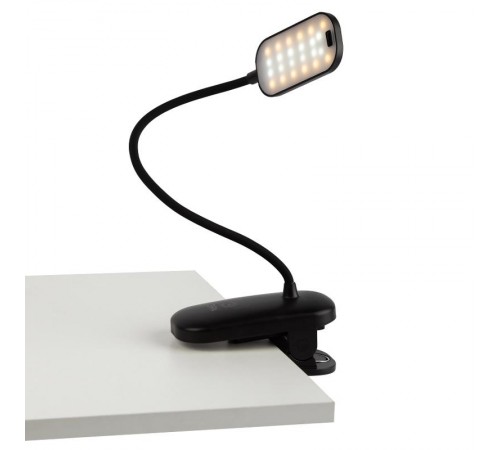 Настольный светильник  NLED-525-6W-BK светодиодный аккумуляторный на прищепке черный  Б0068549  ЭРА