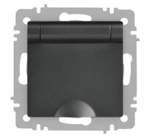 Розетка Intro Accent 6-203-07 2P+E Schuko с крышкой, 16А-250В, IP20, СУ, AL/CU, графит  Б0063441  Intro