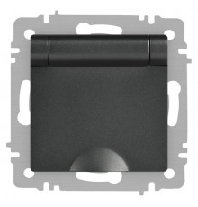 Розетка Intro Accent 6-203-07 2P+E Schuko с крышкой, 16А-250В, IP20, СУ, AL/CU, графит  Б0063441  Intro