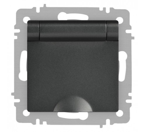 Розетка Intro Accent 6-203-07 2P+E Schuko с крышкой, 16А-250В, IP20, СУ, AL/CU, графит  Б0063441  Intro
