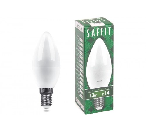 Лампа светодиодная, 13W 230V E14 4000K C37, SBC3713  55164  SAFFIT