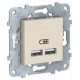 Unica New Бежевый Розетка USB, двойная, 5 В / 2100 мА  NU541844  Schneider Electric