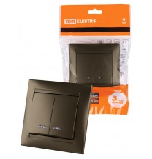 Выключатель 2 кл. с подсветкой 10А бронза "Лама"  SQ1815-0705  TDM