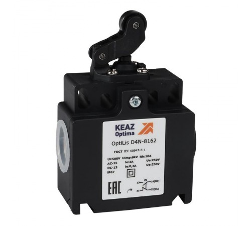 Выключатель концевой OptiLiS D4N-8162 рычаг роликовый горизонтальное перемещение EN 50047 XCKT2121P16  365316  КЭАЗ
