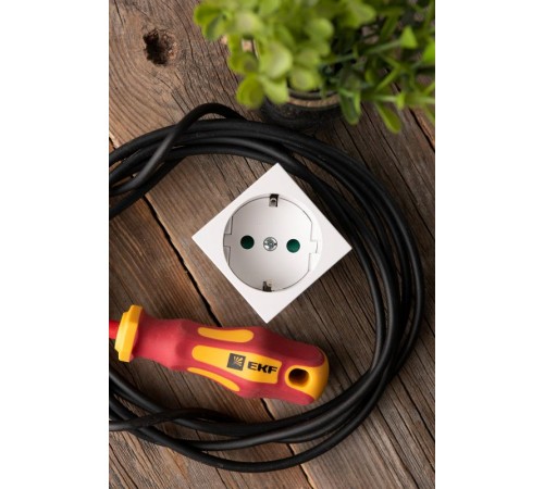 Розетка 45х45 PRO, с заземлением, белая , 45 град  E6MR16-028-10-45  EKF