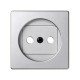 Simon 82 Накладка на розетку двухполюсную 2Р б/з, с защитными шторками, S82 Detail алюминий  82040-93  Simon