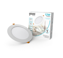 Светильник  Basic Downlight круг 12W 1000m 4000K 170-260V IP20 145*26 белый LED 1/60  9030420212  Gauss