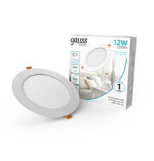 Светильник  Basic Downlight круг 12W 1000m 4000K 170-260V IP20 145*26 белый LED 1/60  9030420212  Gauss