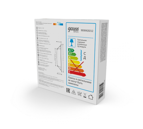 Светильник  Basic Downlight круг 12W 1000m 4000K 170-260V IP20 145*26 белый LED 1/60  9030420212  Gauss