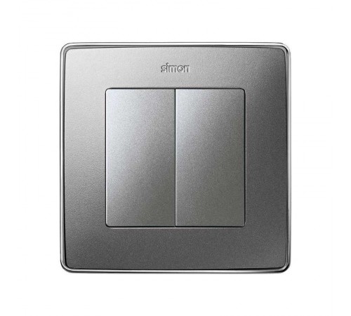 Simon 82 Клавиши (2 шт) для двухклавишного выключателя (проходной + кнопочный), S82 Detail, алюминий  82026-93  Simon