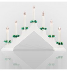 Новогодняя горка 7 свечек, цвет корпуса: Белый, цвет свечения: ТЕПЛЫЙ БЕЛЫЙ  501-081  NEON-NIGHT