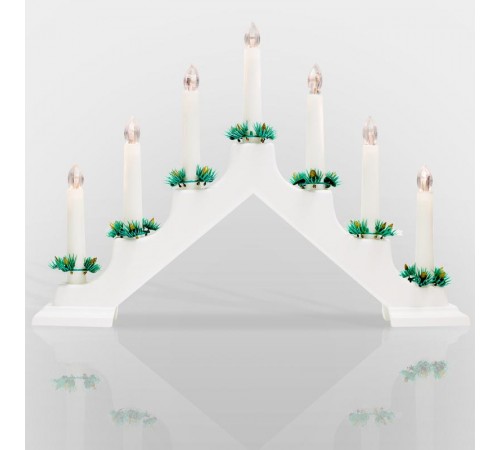 Новогодняя горка 7 свечек, цвет корпуса: Белый, цвет свечения: ТЕПЛЫЙ БЕЛЫЙ  501-081  NEON-NIGHT