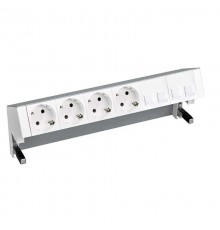 Simon S400 Настольный розеточный блок, 4x2P+E, адаптер для 4хRJ45, моноблок, алюминий, Simon 400  42604040-133  Simon