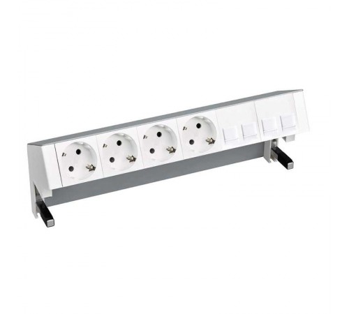 Simon S400 Настольный розеточный блок, 4x2P+E, адаптер для 4хRJ45, моноблок, алюминий, Simon 400  42604040-133  Simon