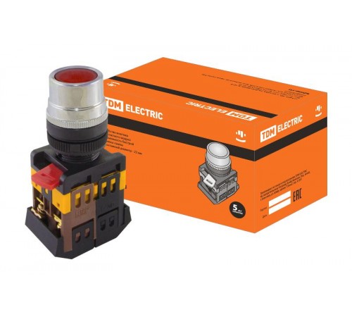 Кнопка ABLF-22 красный d22мм неон/230В 1з+1р   SQ0704-0001  TDM