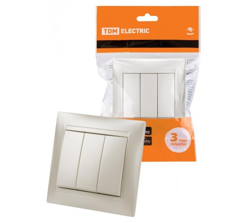 Выключатель 3-х кл. 10А перламутр "Лама"  SQ1815-0803  TDM