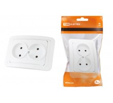 Розетка двойная 2П 10А белая "Валдай"   SQ1804-0009  TDM