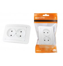 Розетка двойная 2П 10А белая "Валдай"   SQ1804-0009  TDM