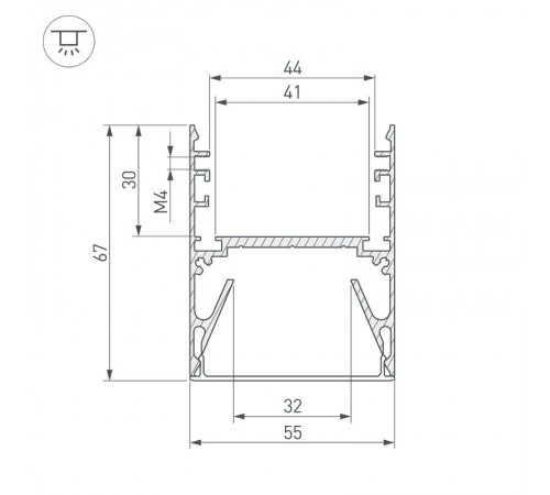 Профиль с экраном ALU-LINE-DUO-2000 ANOD+OPAL  024188  Arlight