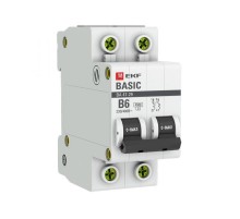 Выключатель автоматический двухполюсный 2P 6А (B) 4,5кА ВА 47-29 EKF Basicmcb4729-2-06-BEKF