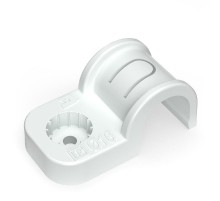 Крепеж-скоба пластиковая односторонняя для прямого монтажа белая в п/э д16 (50шт/750шт уп/кор)  PR13.0376  Промрукав