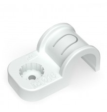 Крепеж-скоба пластиковая односторонняя для прямого монтажа белая в п/э д16 (50шт/750шт уп/кор)  PR13.0376  Промрукав