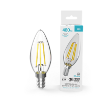 Лампа светодиодная   Basic Filament Свеча 4W 480lm 4000K E14 LED 1/10/50  50312242  Gauss