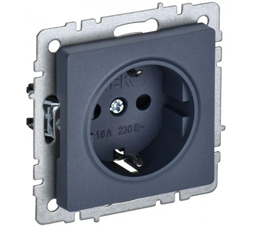 BRITE Розетка с заземлением со шторками 16А РС14-1-0-БрМ маренго  BR-R14-16-K35  IEK