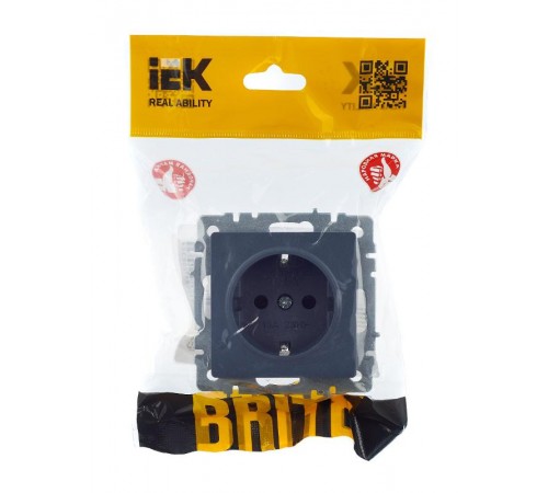 BRITE Розетка с заземлением со шторками 16А РС14-1-0-БрМ маренго  BR-R14-16-K35  IEK
