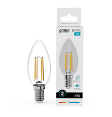 Лампа светодиодная   Filament Elementary Свеча 10W 670lm 4100К Е14 LED 1/10/100  32120  Gauss