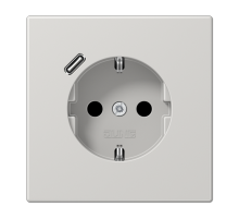 Розетка SCHUKO® с USB-зарядным устройством, тип С; термопласт; светло-серый  LS1520-18CLG  Jung